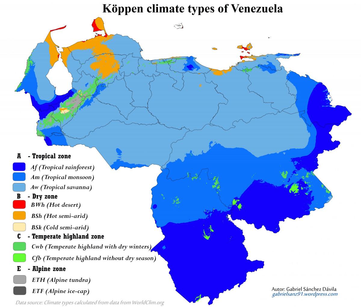 지도의 기후 베네수엘라